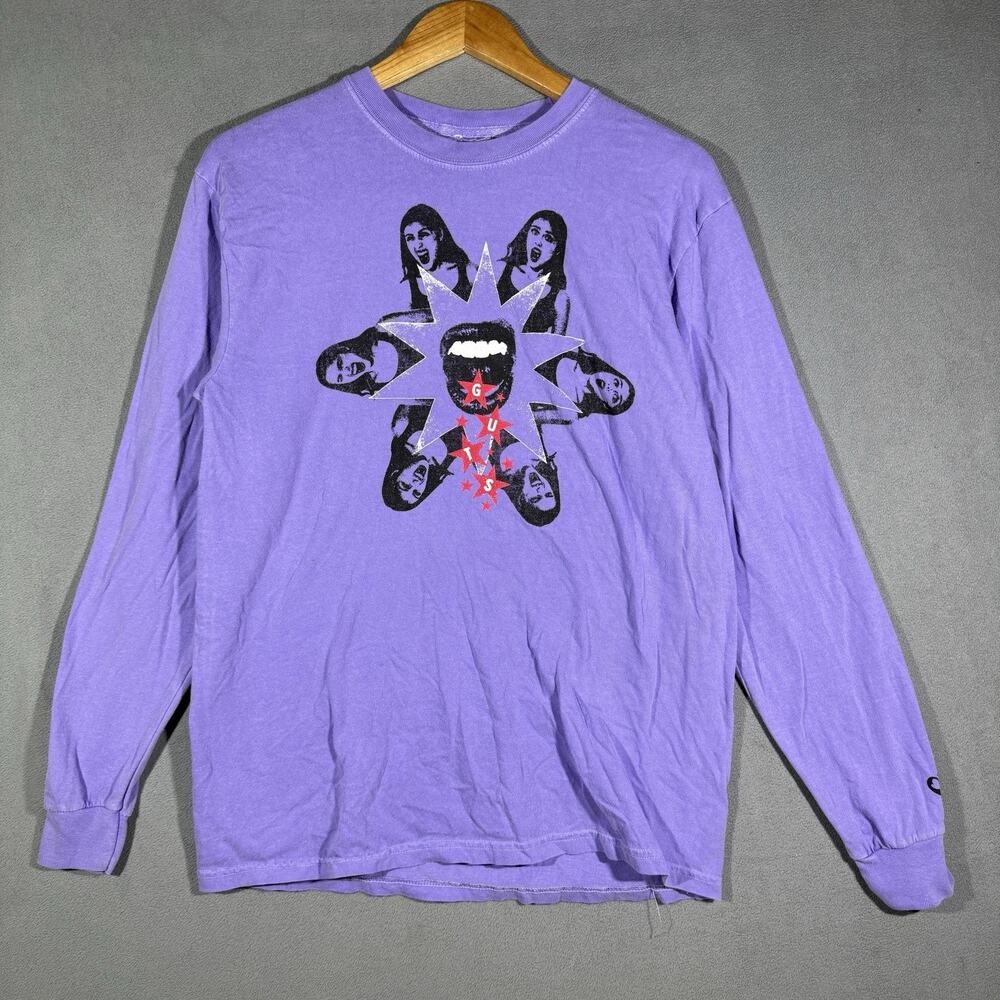 OLIVIA RODRIGO GUTS TOUR MERCH LONG SLEEVE PURPLE POP MUSIC TEE MEDIUM
